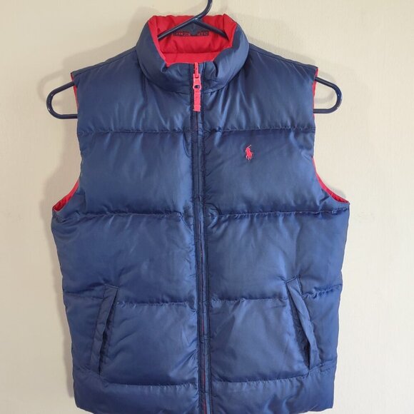 Polo Ralph Lauren Down Puffer Vest Logo Pony Reversible Red/Blue Youth Size 7 - Picture 4 of 10